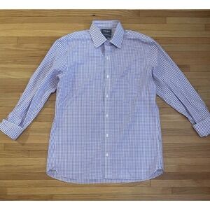 Bonobos Shirt‎ 17  Purple Gingham Plaid 100% Cotton Preppy